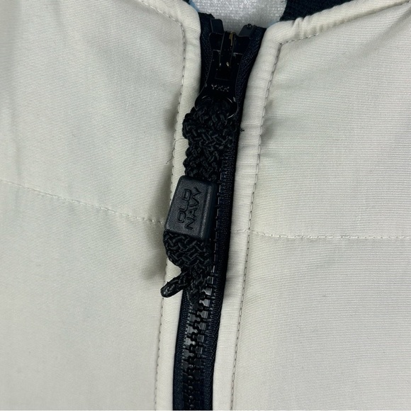 Vintage Old Navy White Fleece Lined Vest XL 90s Y2K Black Accents Blue Lining - Picture 8 of 8